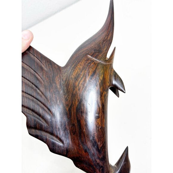 14" Wood Carved Sailfish Ironwood Striped Sculpture Beach Tropical Decor EUC - Picture 5 of 9